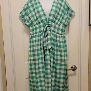 Wayward Fancies Green Checkered Dress with Pockets - Large
